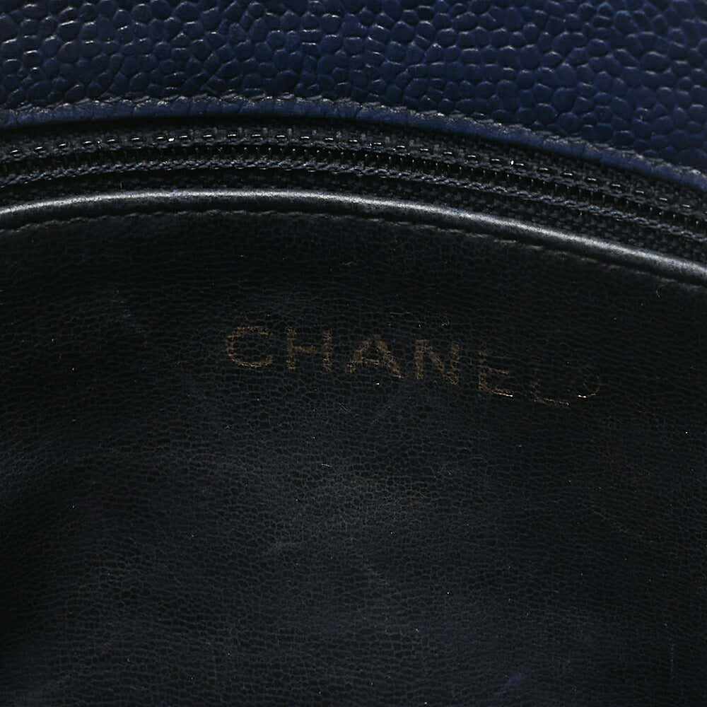 CHANEL Shoulder Bag Tote Bag Caviar Skin Matelasse Ball Charm Navy Gold-Tone Hardware, Pre-Owned