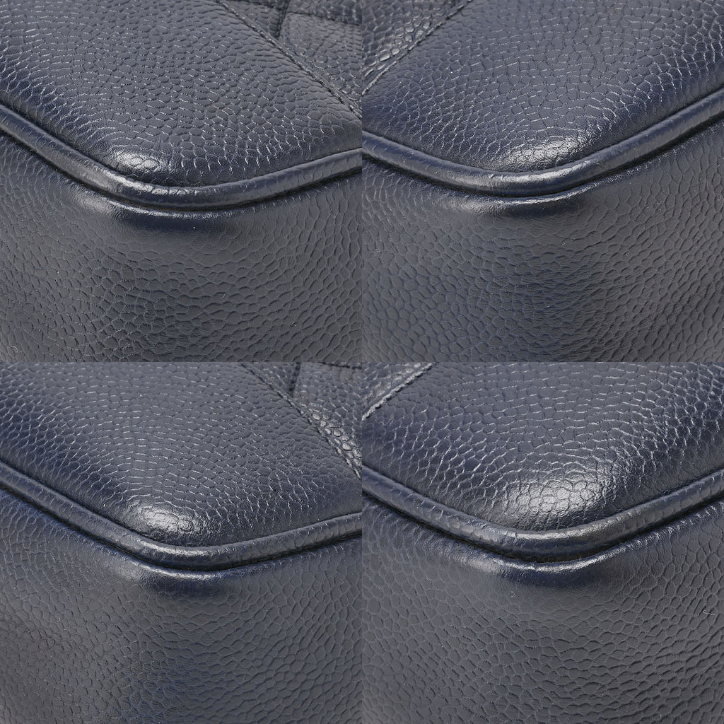 CHANEL Shoulder Bag Tote Bag Caviar Skin Matelasse Ball Charm Navy Gold-Tone Hardware, Pre-Owned