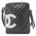 CHANEL Cambon Line Matelasse Calfskin Black x White Shoulder Back Silver-Tone Hardware, Pre-Owned