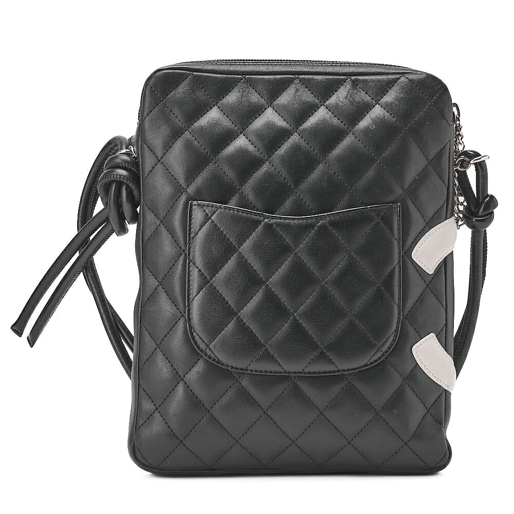 CHANEL Cambon Line Matelasse Calfskin Black x White Shoulder Back Silver-Tone Hardware, Pre-Owned