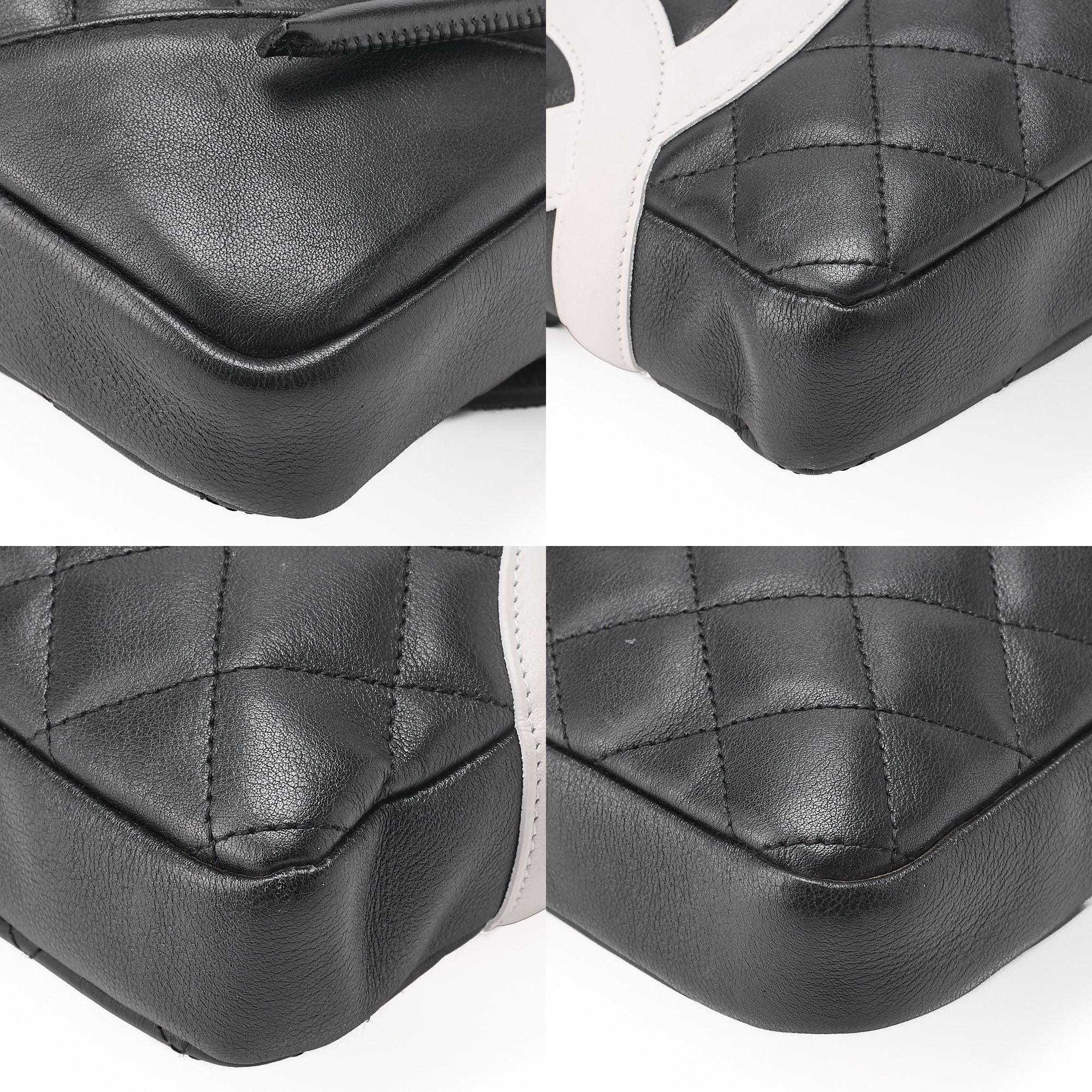CHANEL Cambon Line Matelasse Calfskin Black x White Shoulder Back Silver-Tone Hardware, Pre-Owned
