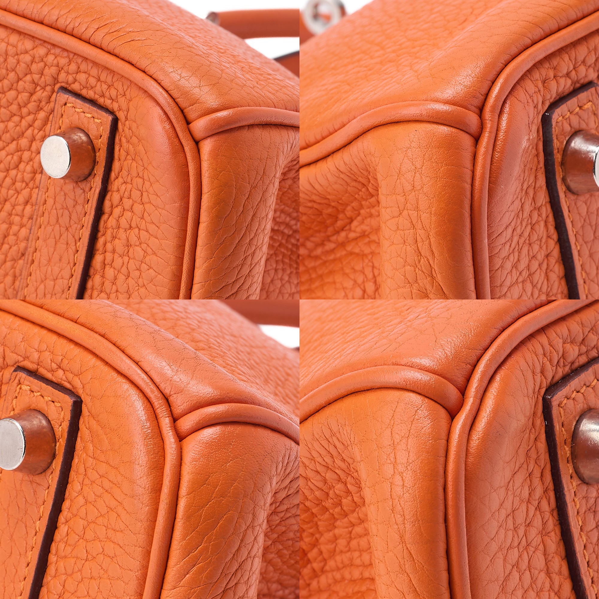 HERMES Birkin 30 Handbag Troyon Clemence Orange Silver-Tone Hardware, Pre-Owned