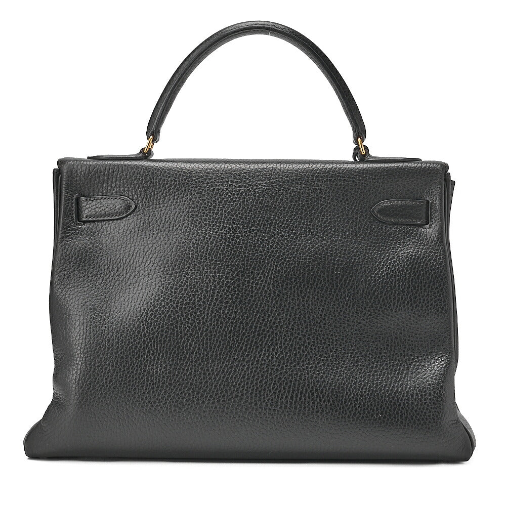 HERMES Kelly 32 Handbag Ardennes Inseam Black Gold-Tone Hardware, Pre-Owned