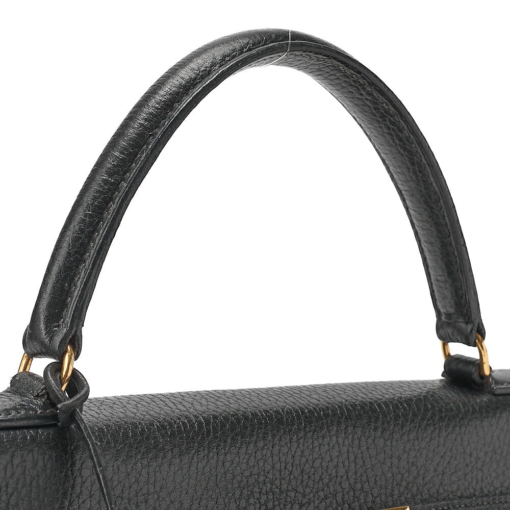 HERMES Kelly 32 Handbag Ardennes Inseam Black Gold-Tone Hardware, Pre-Owned