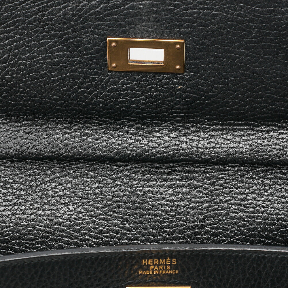 HERMES Kelly 32 Handbag Ardennes Inseam Black Gold-Tone Hardware, Pre-Owned