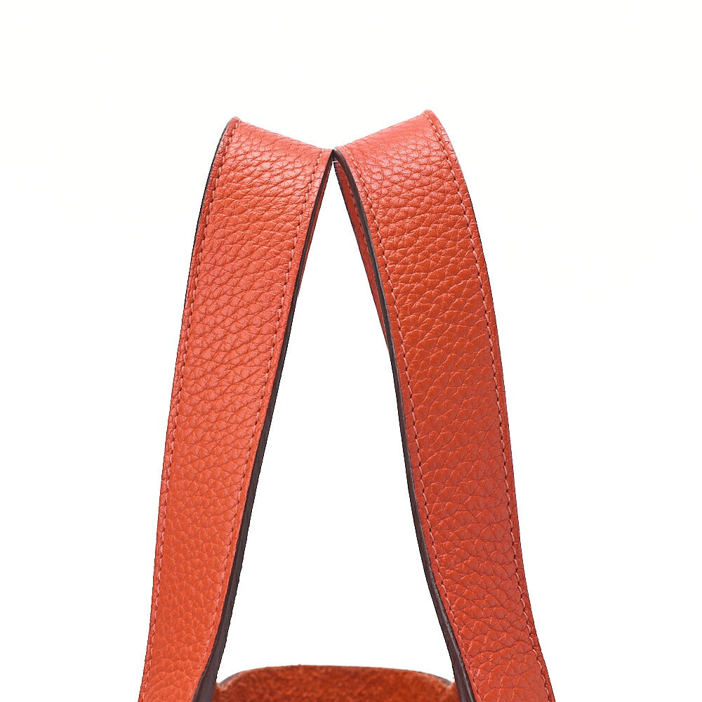 HERMES Picotan Lock MM Handbag Tryon Clemence Orange Poppy Silver-Tone Hardware, Pre-Owned