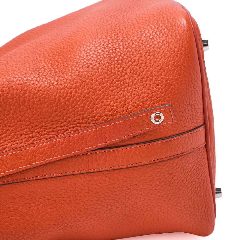 HERMES Picotan Lock MM Handbag Tryon Clemence Orange Poppy Silver-Tone Hardware, Pre-Owned