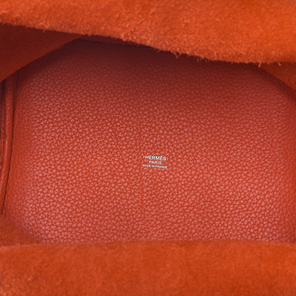 HERMES Picotan Lock MM Handbag Tryon Clemence Orange Poppy Silver-Tone Hardware, Pre-Owned