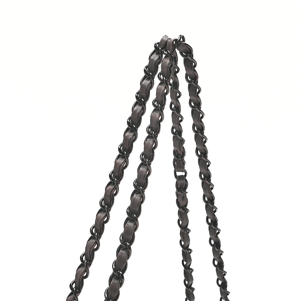 CHANEL Shoulder Bag Coco Mark Studs Full Flap Lambskin Grey Silver-Tone Hardware, Pre-Owned