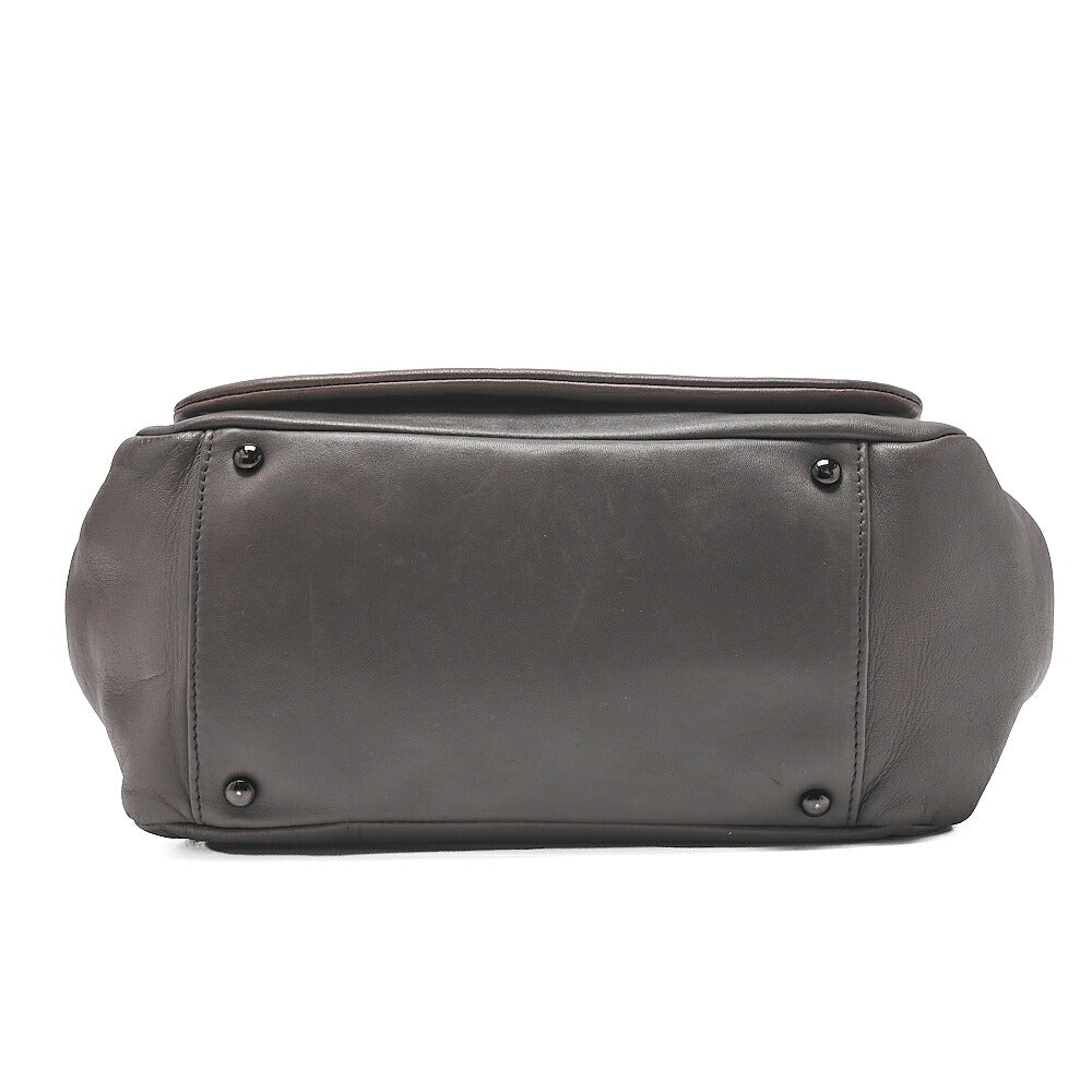 CHANEL Shoulder Bag Coco Mark Studs Full Flap Lambskin Grey Silver-Tone Hardware, Pre-Owned