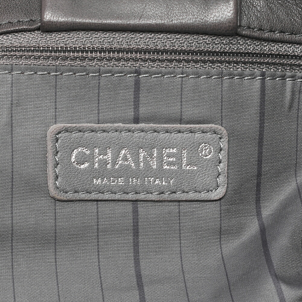CHANEL Shoulder Bag Coco Mark Studs Full Flap Lambskin Grey Silver-Tone Hardware, Pre-Owned