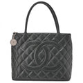 CHANEL Matelasse Reprint Tote Caviar Skin Black (Silver-Tone Hardware, Pre-Owned