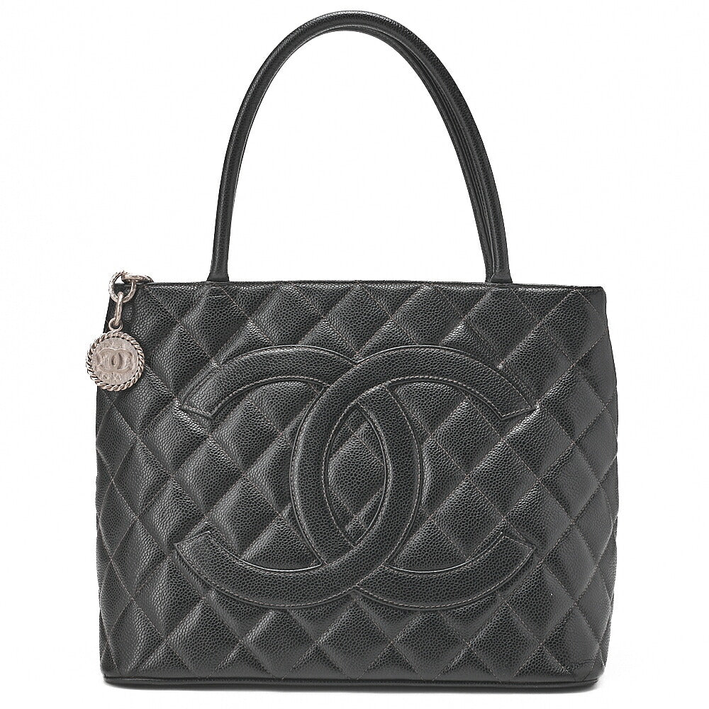 CHANEL Matelasse Reprint Tote Caviar Skin Black (Silver-Tone Hardware, Pre-Owned