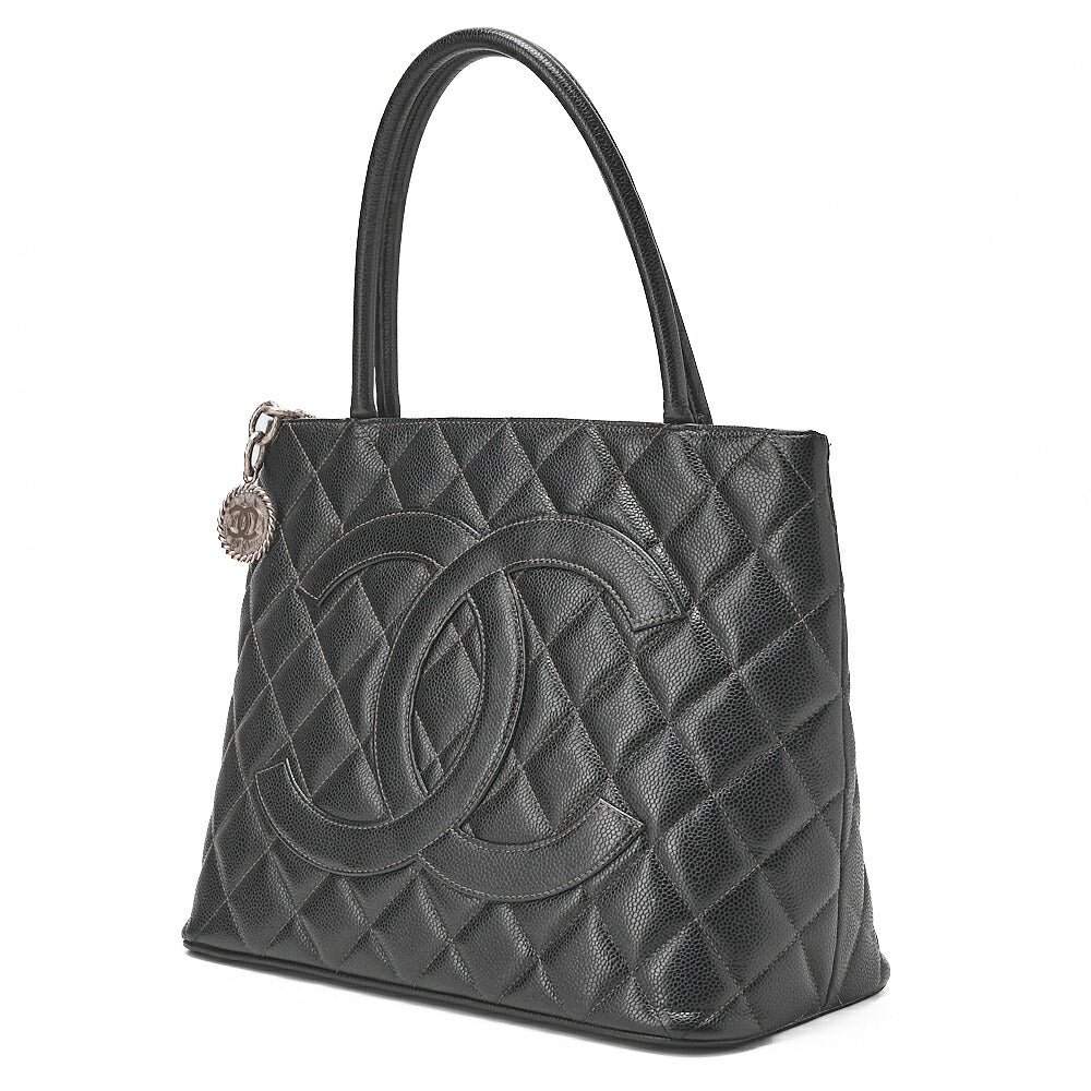 CHANEL Matelasse Reprint Tote Caviar Skin Black (Silver-Tone Hardware, Pre-Owned