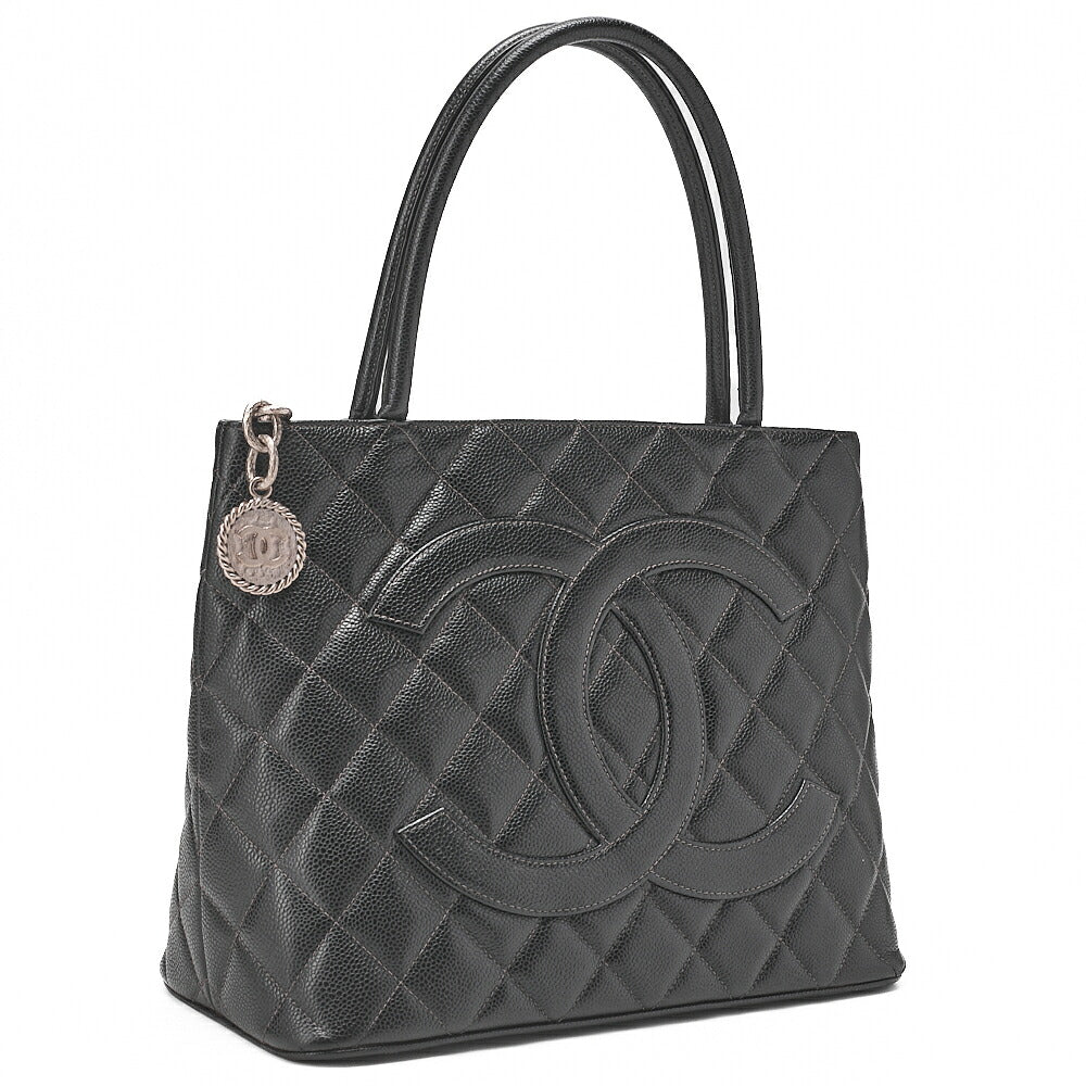 CHANEL Matelasse Reprint Tote Caviar Skin Black (Silver-Tone Hardware, Pre-Owned