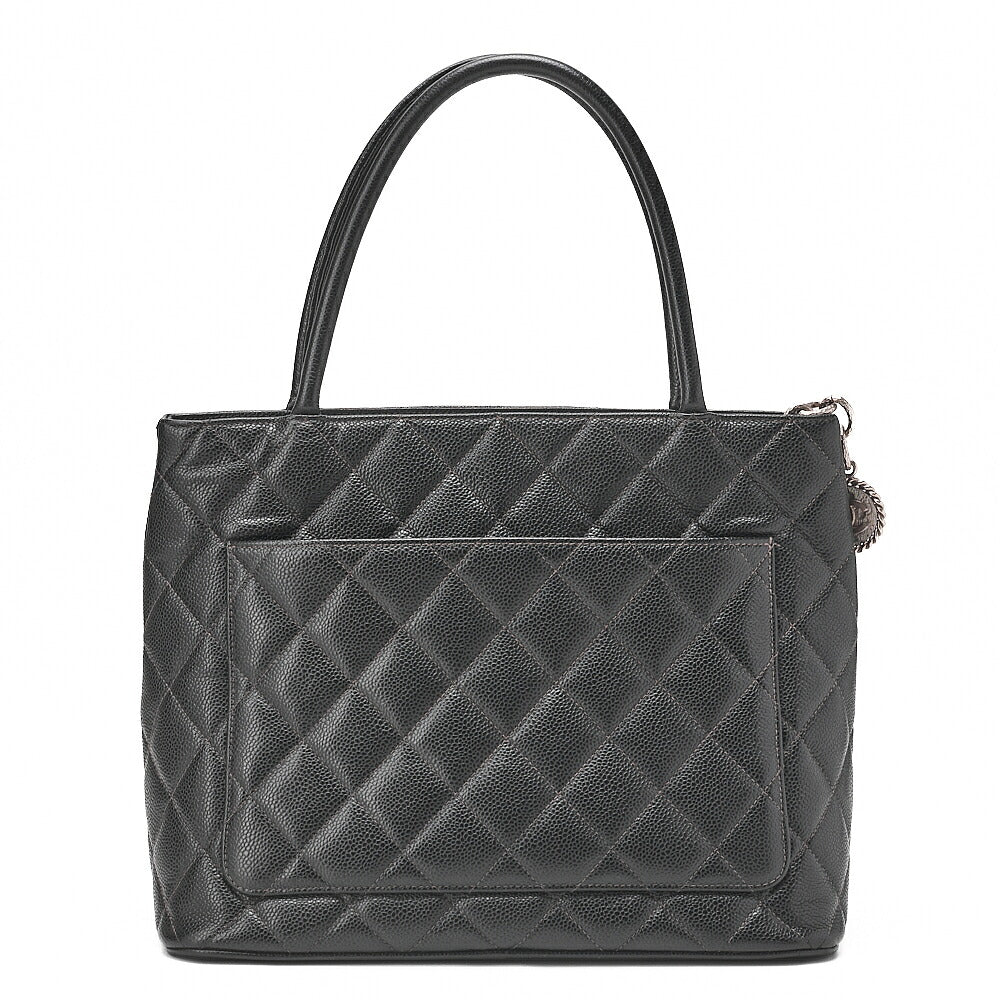CHANEL Matelasse Reprint Tote Caviar Skin Black (Silver-Tone Hardware, Pre-Owned