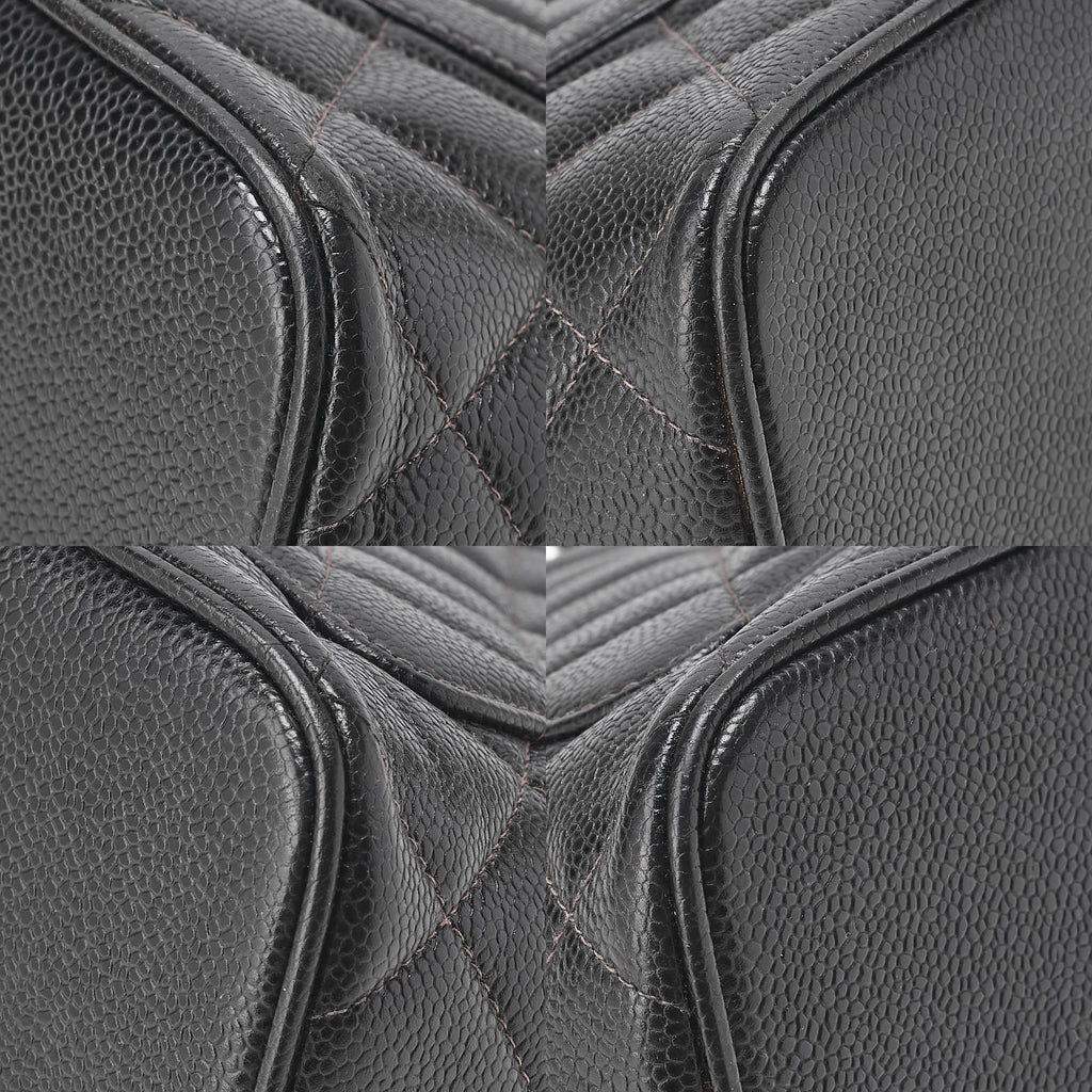 CHANEL Matelasse Reprint Tote Caviar Skin Black (Silver-Tone Hardware, Pre-Owned