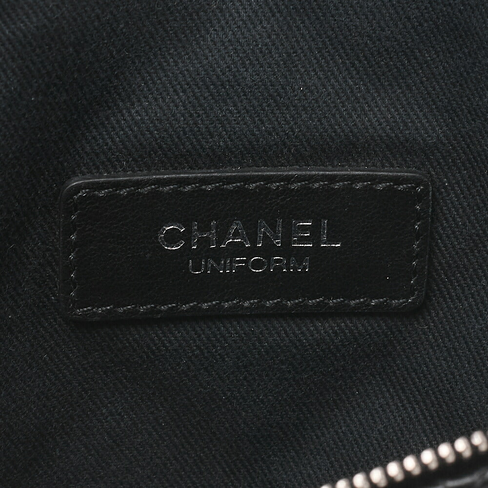 CHANEL Waist Bag Matrasse Lambskin Black Silver-Tone Hardware, Pre-Owned