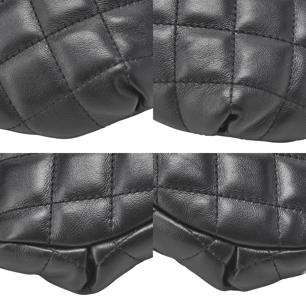 CHANEL Waist Bag Matrasse Lambskin Black Silver-Tone Hardware, Pre-Owned