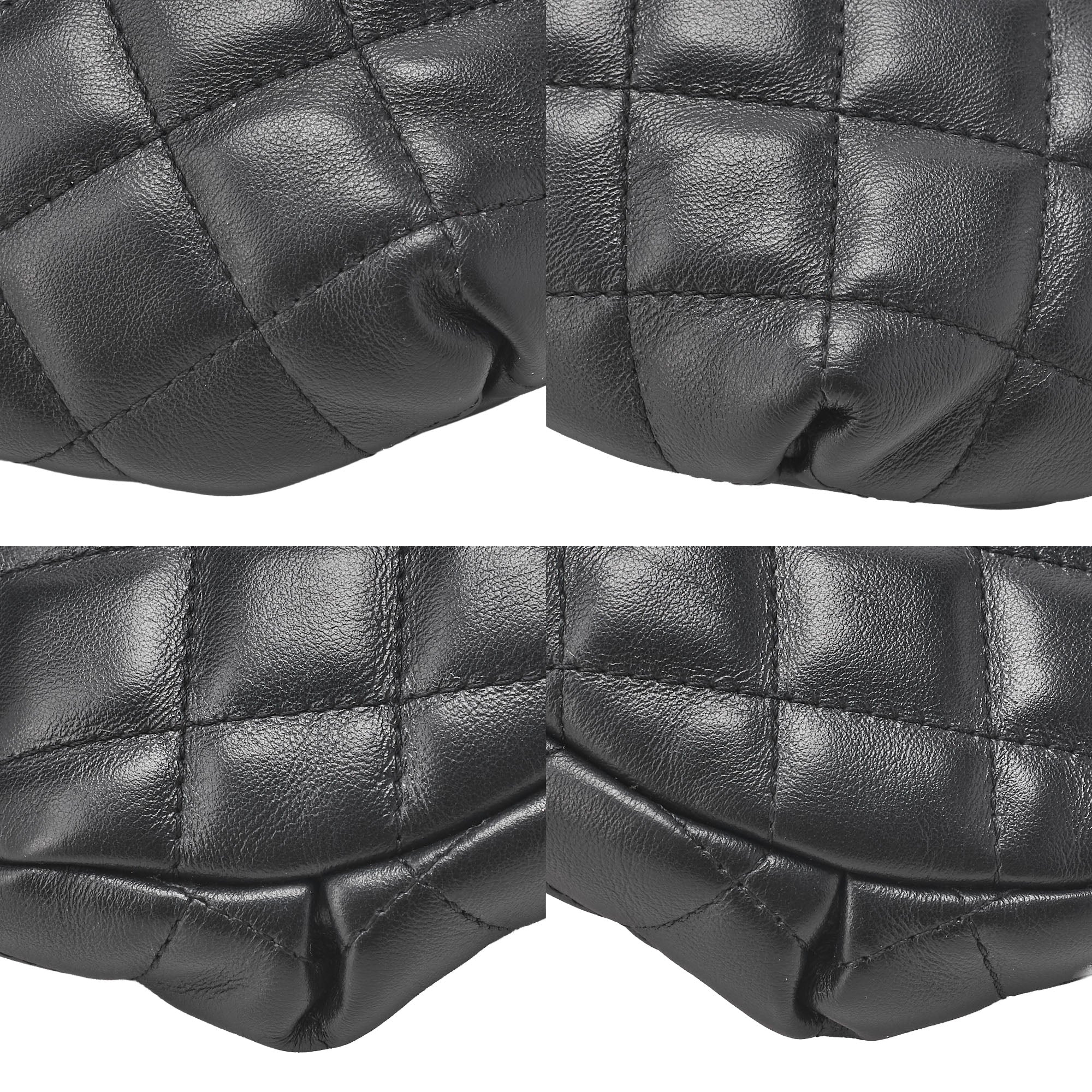 CHANEL Waist Bag Matrasse Lambskin Black Silver-Tone Hardware, Pre-Owned