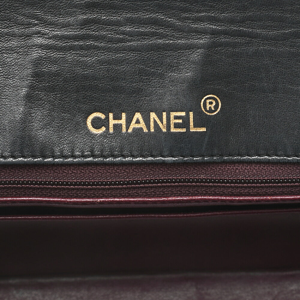 CHANEL Chain Shoulder Bag Matelasse Round Flap Lambskin Black Gold-Tone Hardware, Pre-Owned
