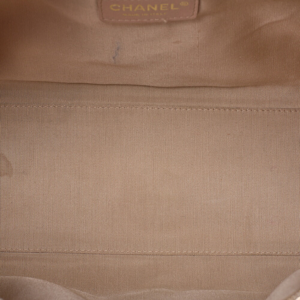 CHANEL Handbag Boston Bag Caviar Skin Matelasse Cocomark Beige Gold-Tone Hardware, Pre-Owned