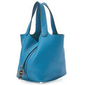 HERMES Picotan Lock PM Handbag Tryon Clemence Blue Jean Silver-Tone Hardware, Pre-Owned