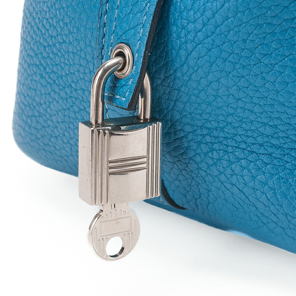 HERMES Picotan Lock PM Handbag Tryon Clemence Blue Jean Silver-Tone Hardware, Pre-Owned