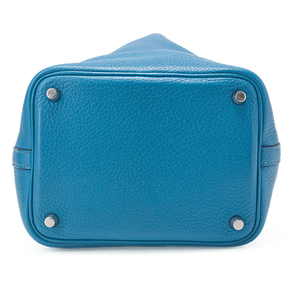 HERMES Picotan Lock PM Handbag Tryon Clemence Blue Jean Silver-Tone Hardware, Pre-Owned