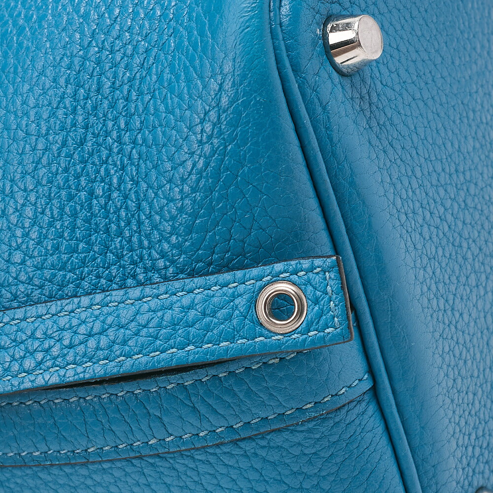 HERMES Picotan Lock PM Handbag Tryon Clemence Blue Jean Silver-Tone Hardware, Pre-Owned