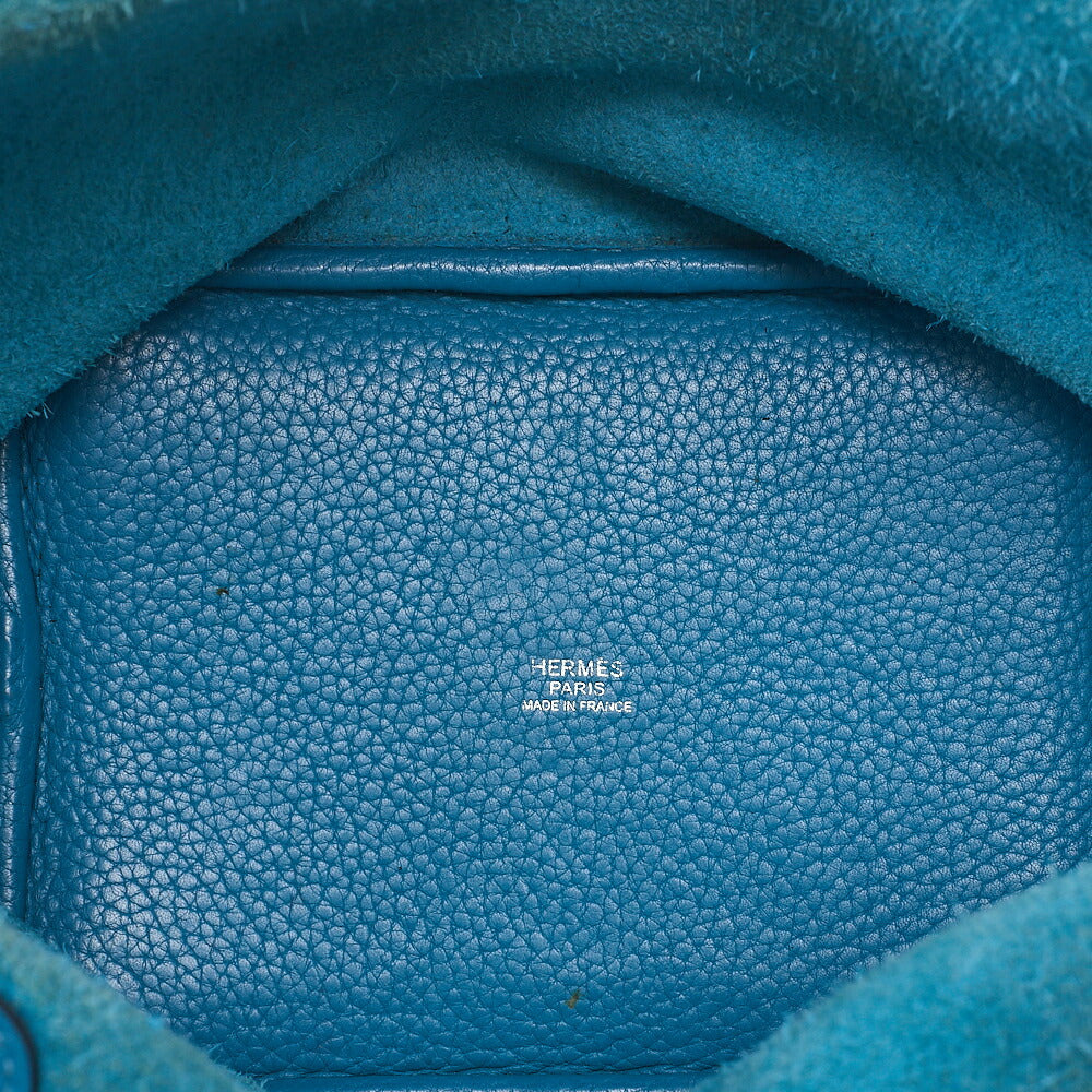 HERMES Picotan Lock PM Handbag Tryon Clemence Blue Jean Silver-Tone Hardware, Pre-Owned
