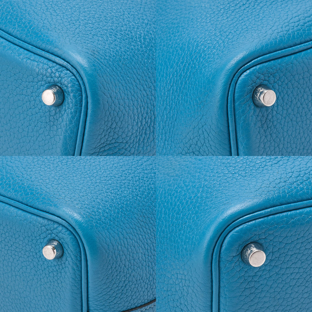 HERMES Picotan Lock PM Handbag Tryon Clemence Blue Jean Silver-Tone Hardware, Pre-Owned