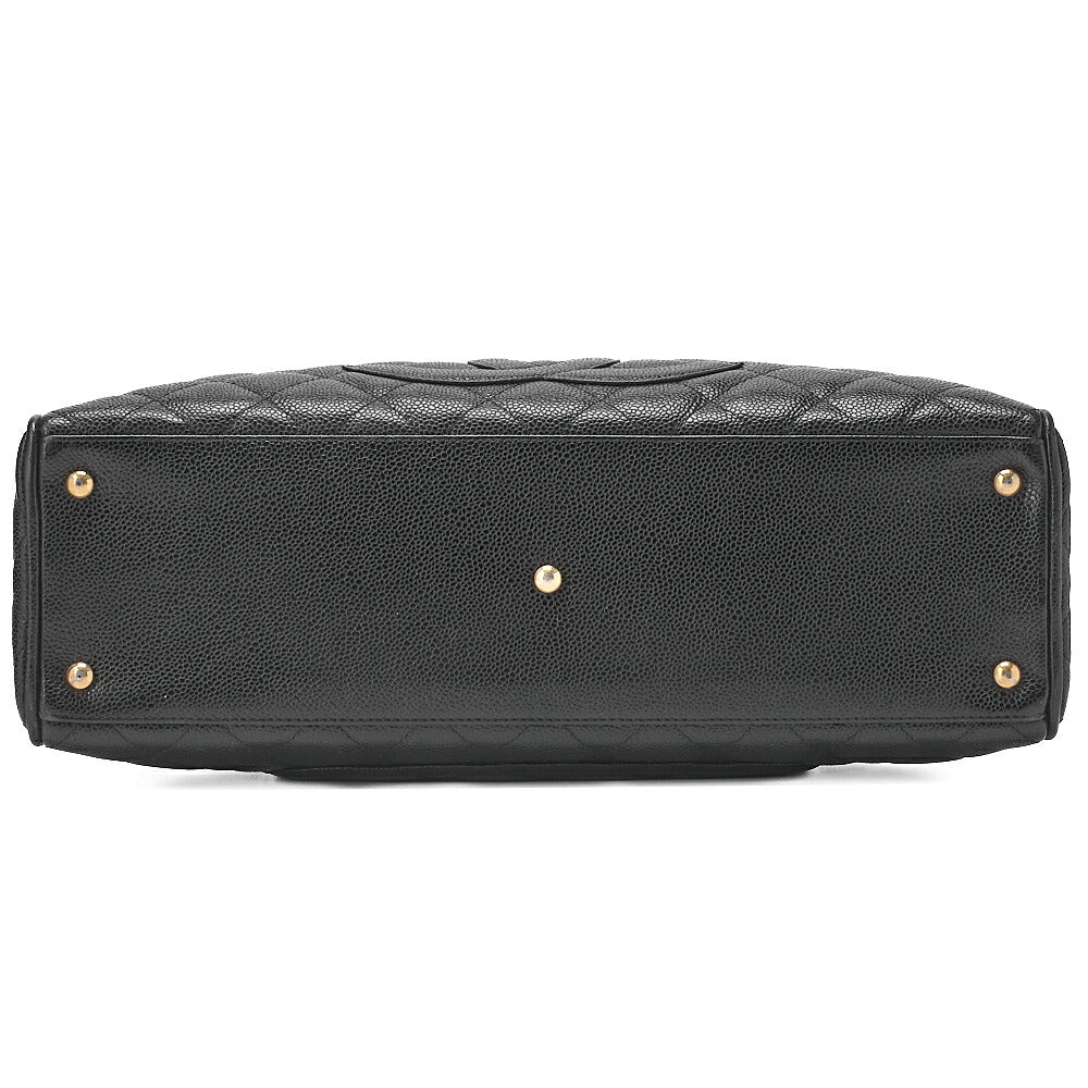 CHANEL Handbag Boston Bag Caviar Skin Matelasse Coco Mark Black Gold -Tone Hardware, Pre-Owned