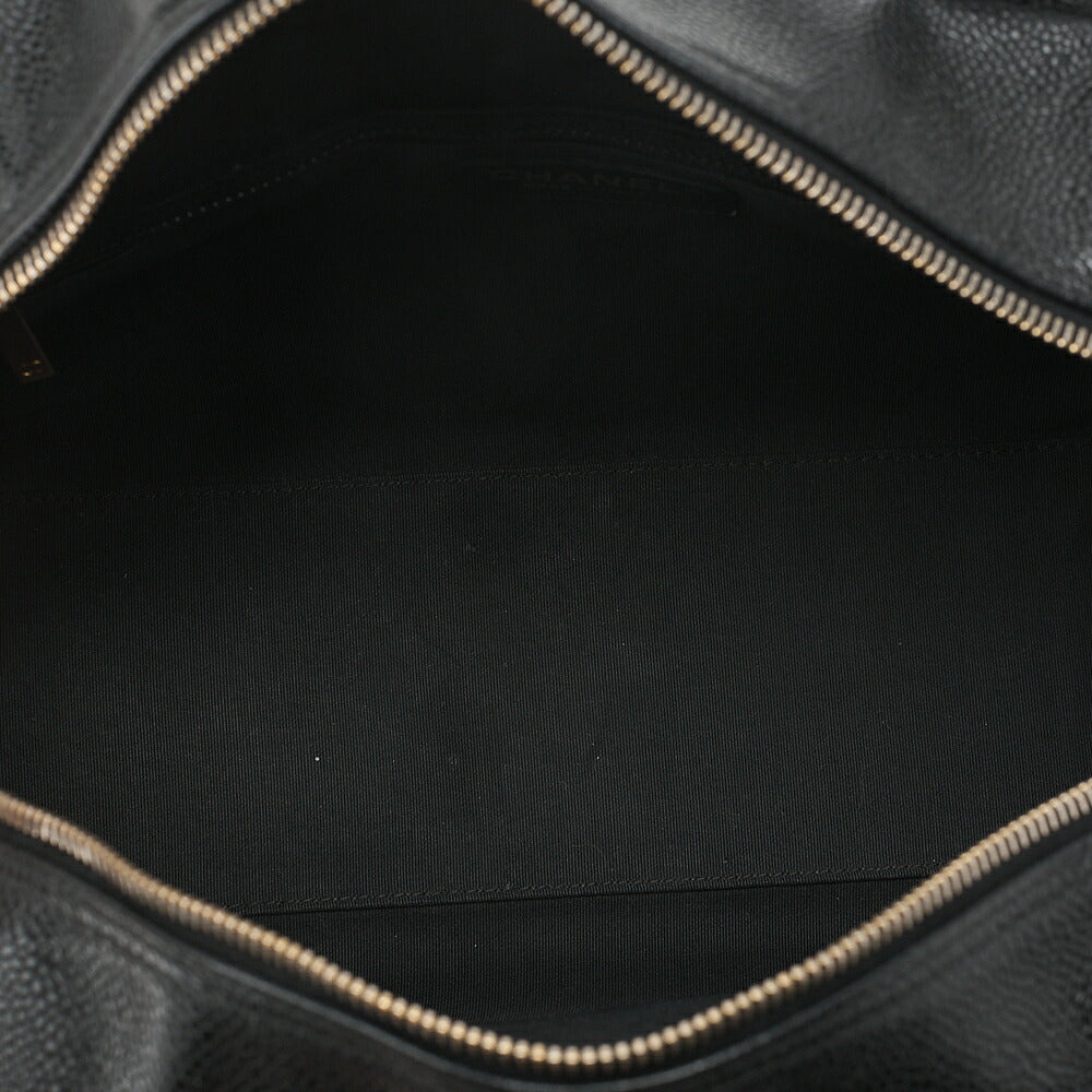 CHANEL Handbag Boston Bag Caviar Skin Matelasse Coco Mark Black Gold -Tone Hardware, Pre-Owned