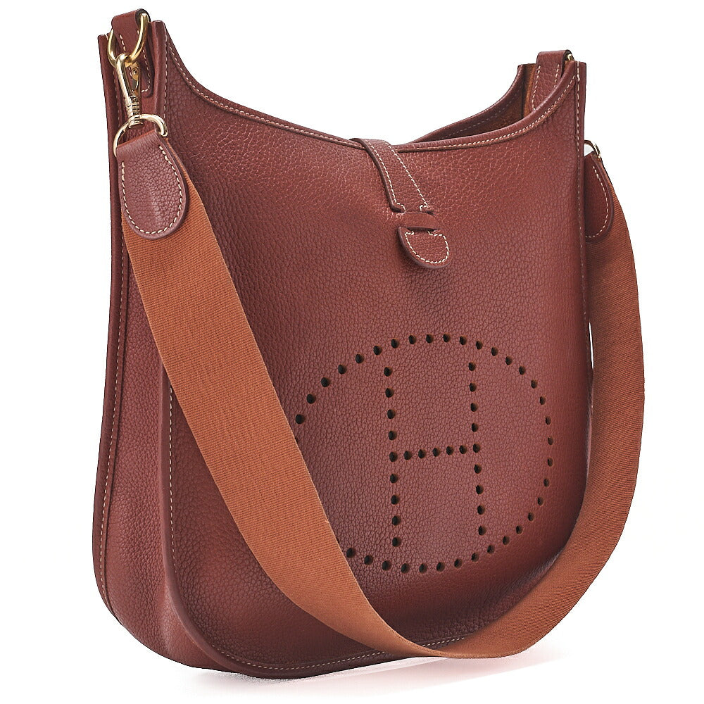 HERMES Evelyn GM 1 Shoulder Bag Tryon Clemence Brown Gold-Tone Hardware, Pre-Owned