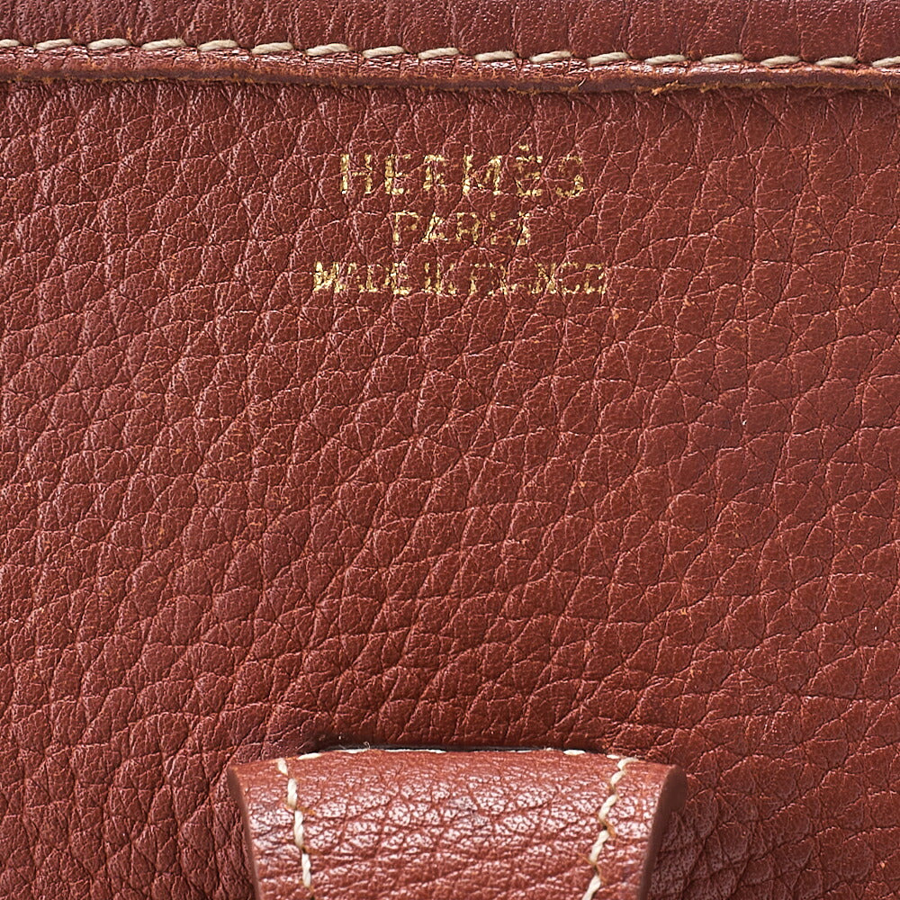 HERMES Evelyn GM 1 Shoulder Bag Tryon Clemence Brown Gold-Tone Hardware, Pre-Owned
