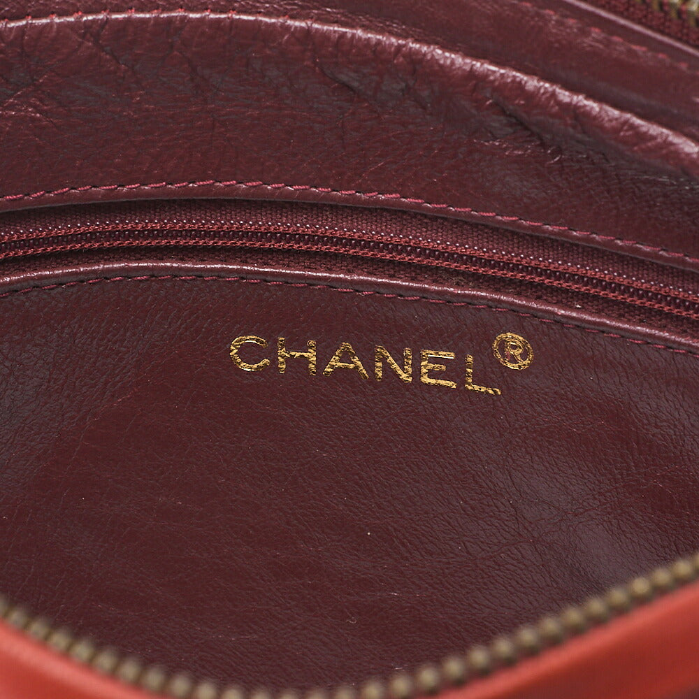 CHANEL Matelasse Coco Mark with Fringe Chain Shoulder Lambskin Red Gold-Tone Hardware, Pre-Owned