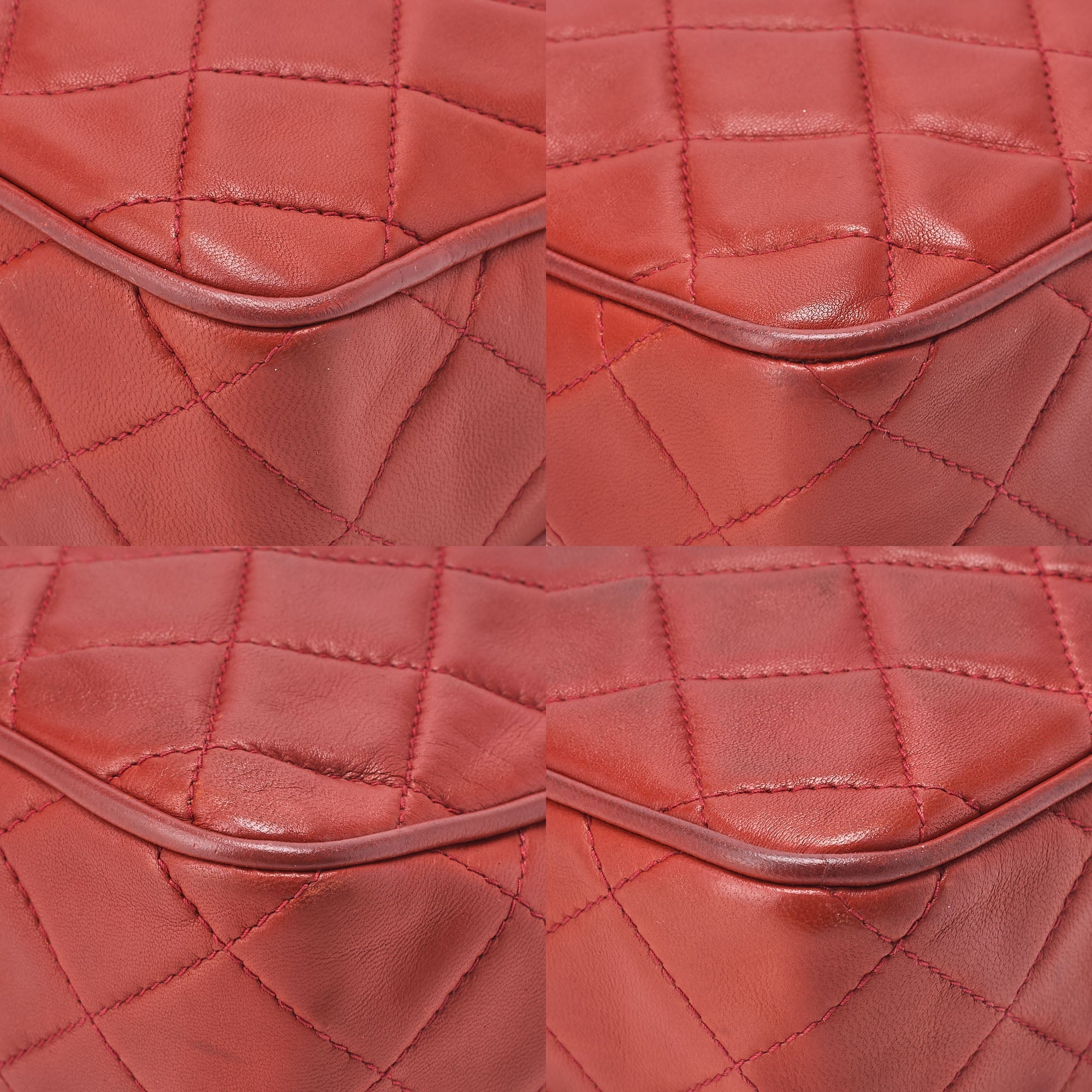 CHANEL Matelasse Coco Mark with Fringe Chain Shoulder Lambskin Red Gold-Tone Hardware, Pre-Owned