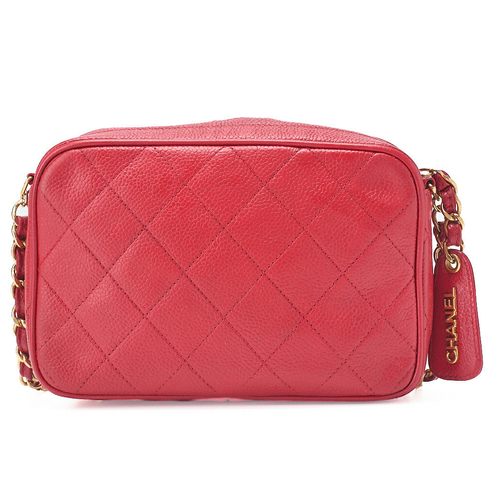 CHANEL Matrasse Coco Mark Logo Charm Chain Shoulder Caviar Skin Red Gold-Tone Hardware, Pre-Owned