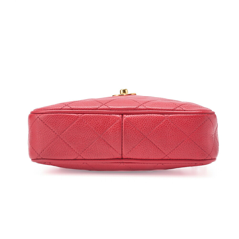 CHANEL Matrasse Coco Mark Logo Charm Chain Shoulder Caviar Skin Red Gold-Tone Hardware, Pre-Owned