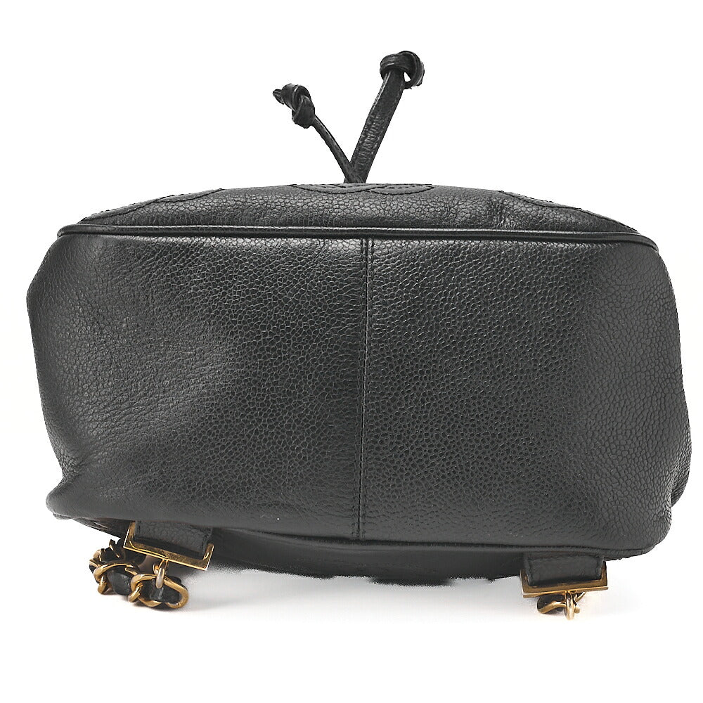 CHANEL Triple Coco Mark Chain Backpack Caviar Skin Black Gold -Tone Hardware, Pre-Owned