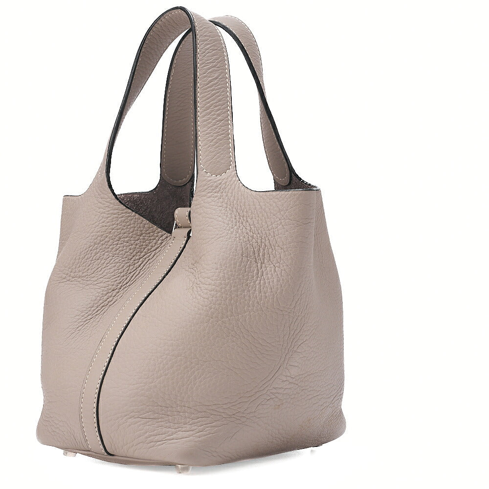 HERMES Picotan PM Handbag Tryon Cl?mence Trutile Gray Silver-Tone Hardware, Pre-Owned