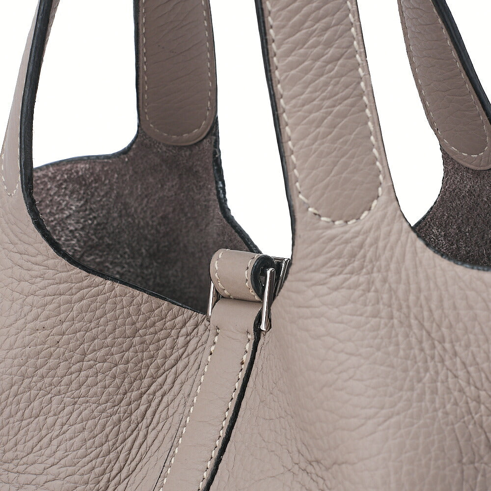 HERMES Picotan PM Handbag Tryon Cl?mence Trutile Gray Silver-Tone Hardware, Pre-Owned