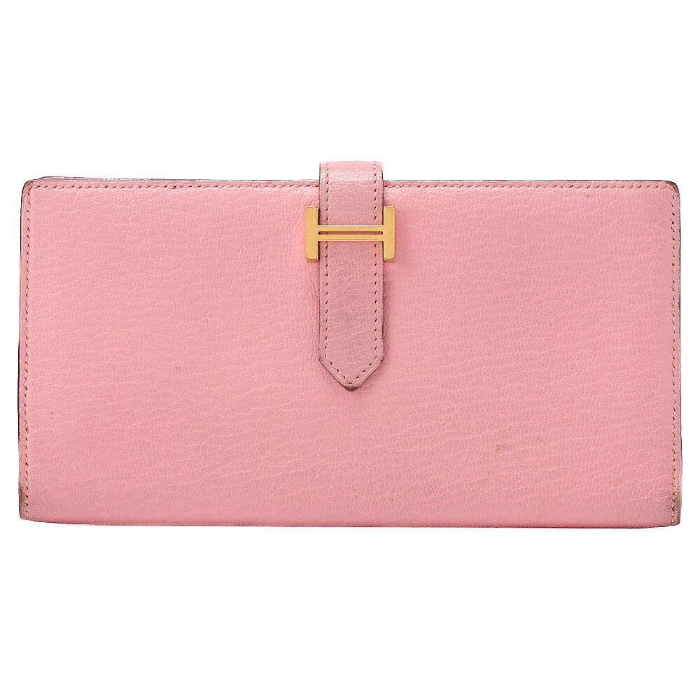 HERMES B?ance Souffre Bi-Fold Long Wallet Chevre Rose Confetti Gold-Tone Hardware, Pre-Owned