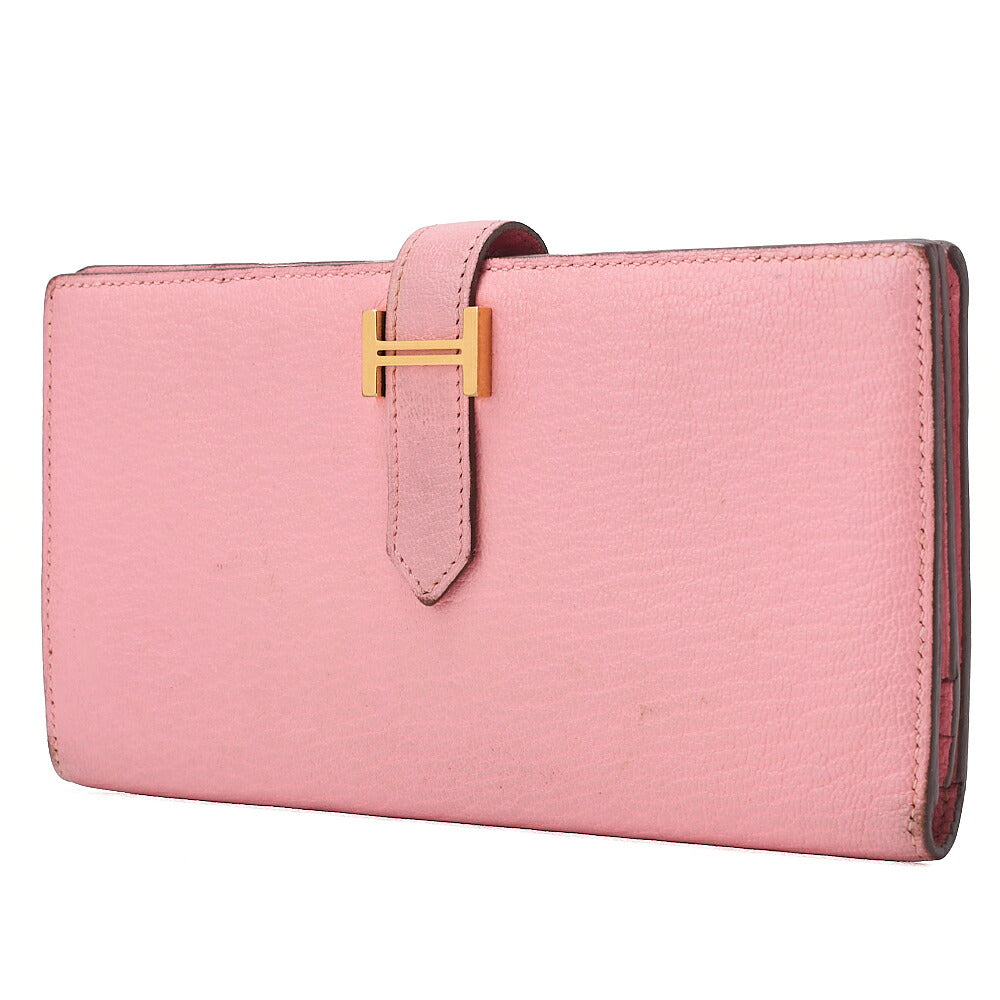 HERMES B?ance Souffre Bi-Fold Long Wallet Chevre Rose Confetti Gold-Tone Hardware, Pre-Owned