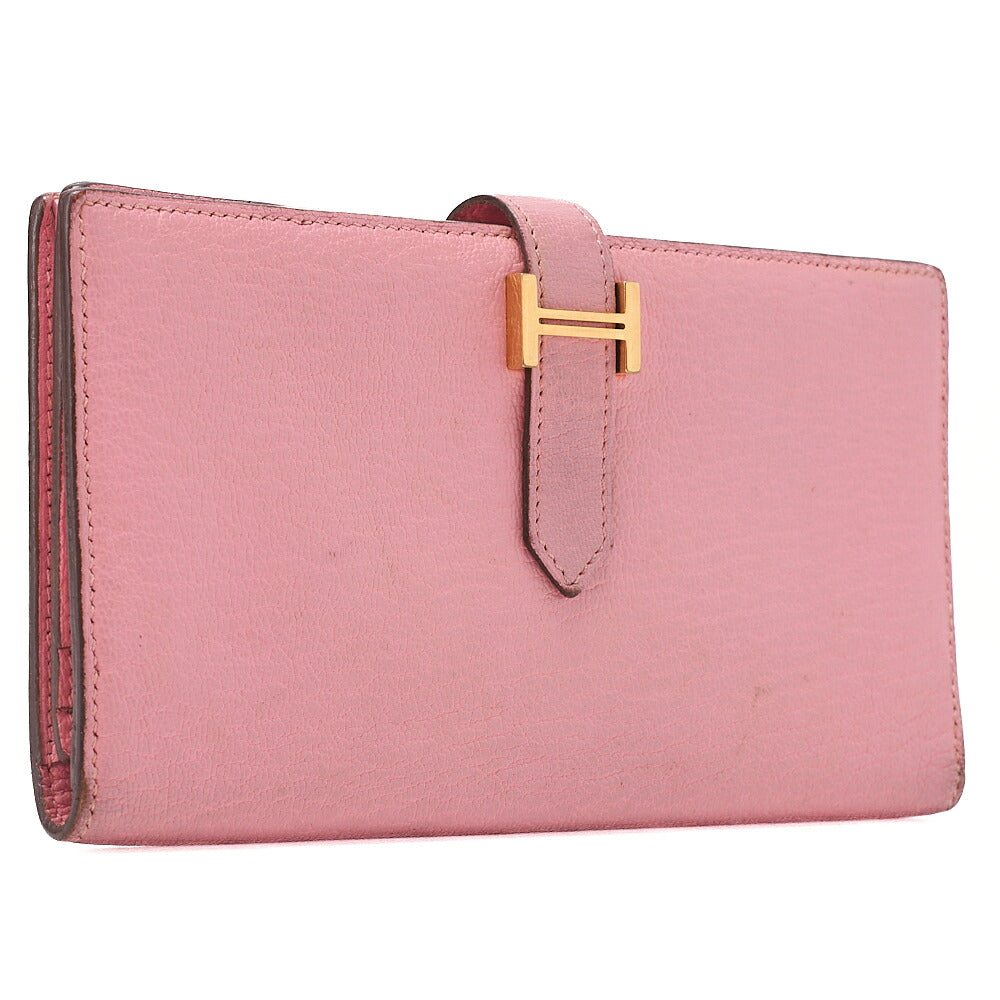 HERMES B?ance Souffre Bi-Fold Long Wallet Chevre Rose Confetti Gold-Tone Hardware, Pre-Owned