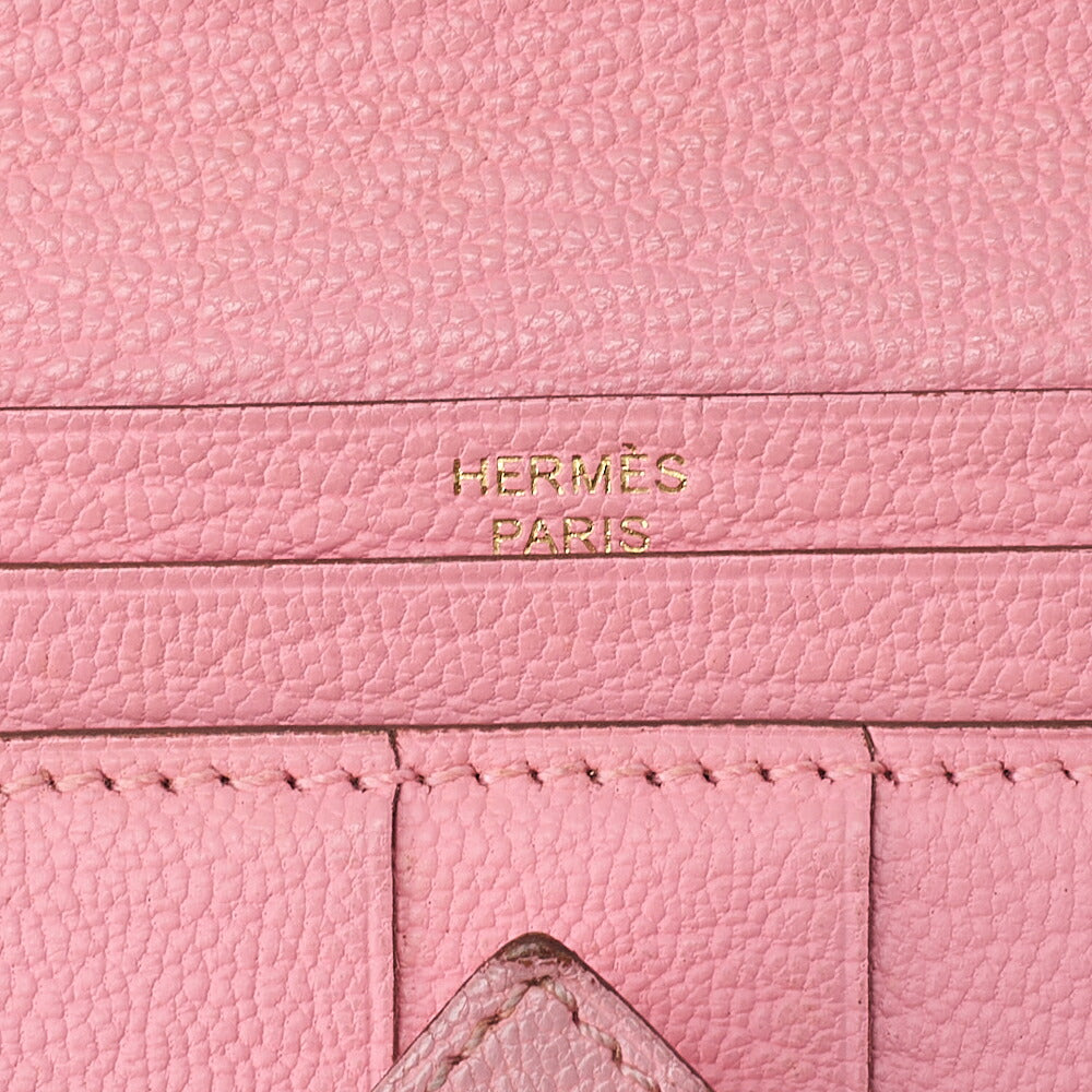 HERMES B?ance Souffre Bi-Fold Long Wallet Chevre Rose Confetti Gold-Tone Hardware, Pre-Owned