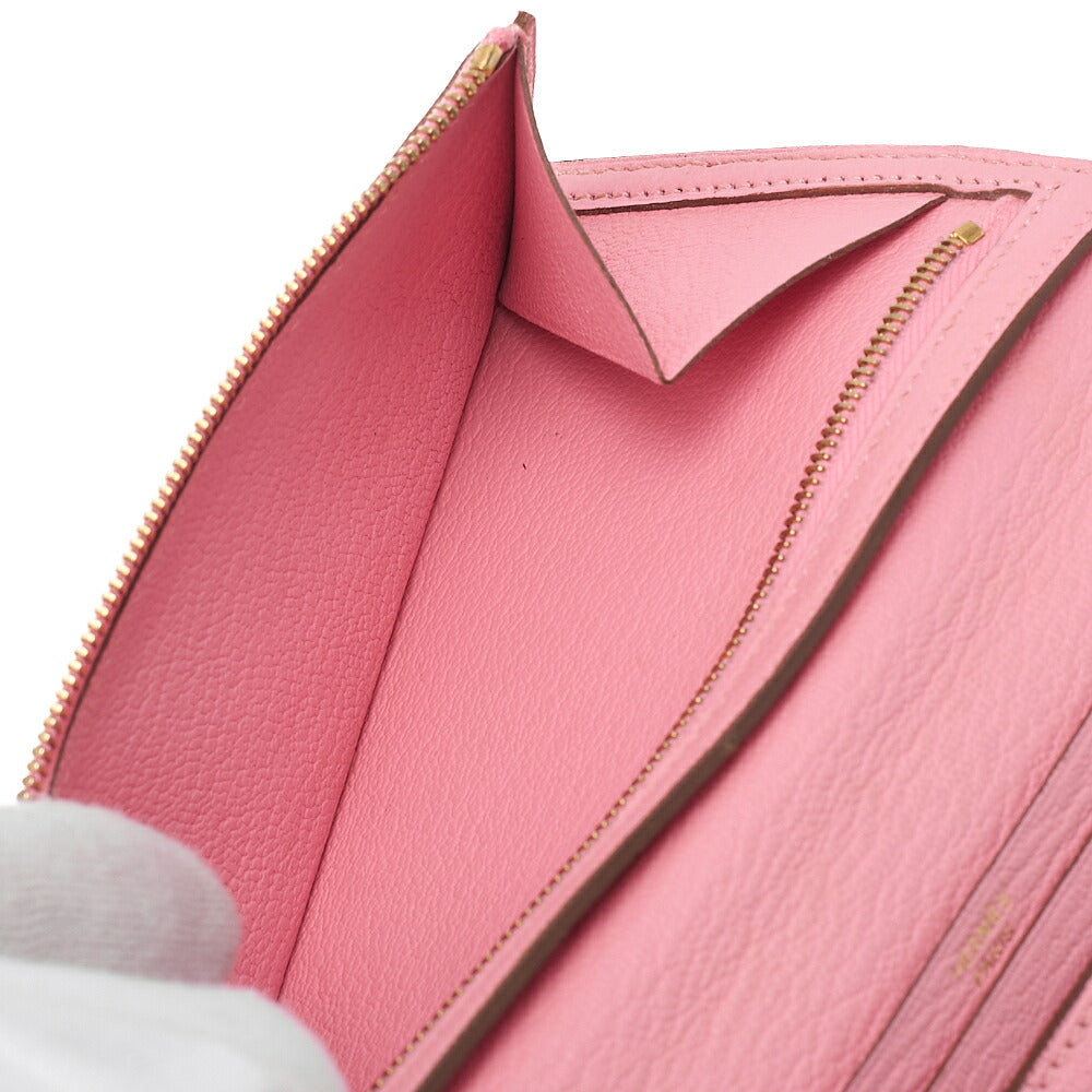 HERMES B?ance Souffre Bi-Fold Long Wallet Chevre Rose Confetti Gold-Tone Hardware, Pre-Owned