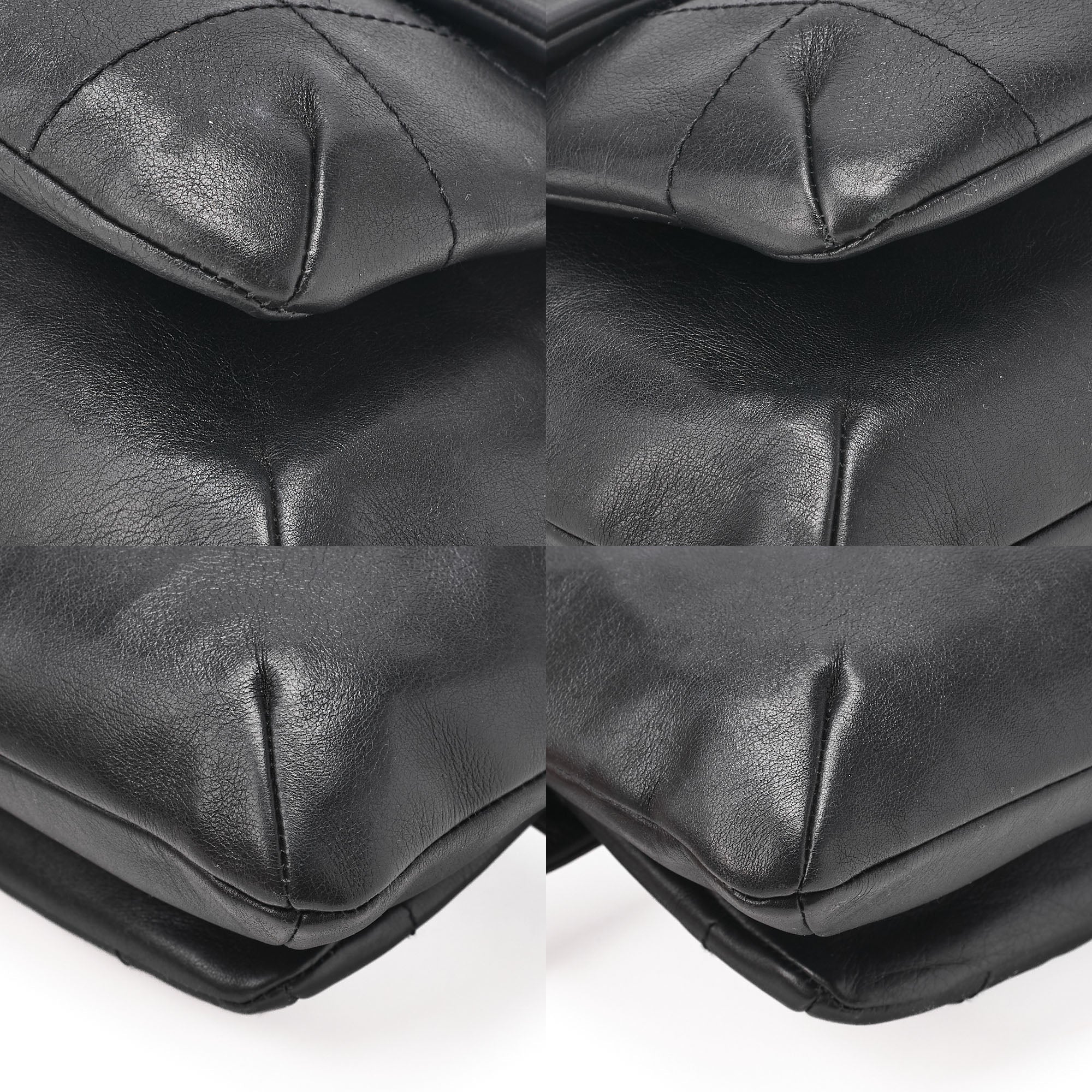 CHANEL Lambskin Chocolate Bar 2.55 Lock Round One Shoulder Black Silver-Tone Hardware, Pre-Owned