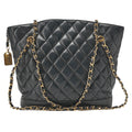 CHANEL Shoulder Bag Tote Bag Matelasse Plate Charm Fan Shaped Chain Shoulder Lambskin Black Gold-Tone Hardware, Pre-Owned